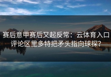 赛后意甲赛后又起反常：云体育入口评论区里多特把矛头指向球探？