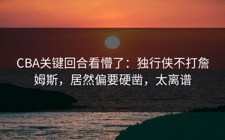 CBA关键回合看懵了：独行侠不打詹姆斯，居然偏要硬凿，太离谱