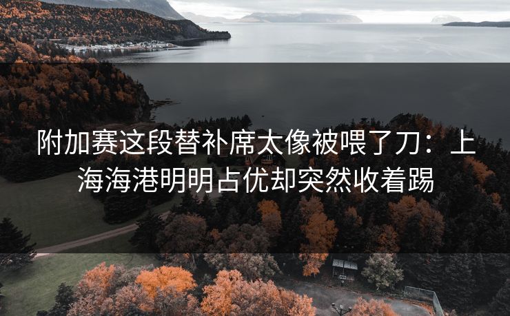 附加赛这段替补席太像被喂了刀:上海海港明明占优却突然收着踢 附加赛这段替补席太像被喂了刀:上海海港明明占优却突然收着踢