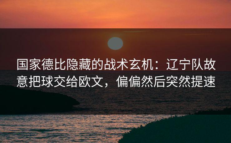 国家德比隐藏的战术玄机：辽宁队故意把球交给欧文，偏偏然后突然提速